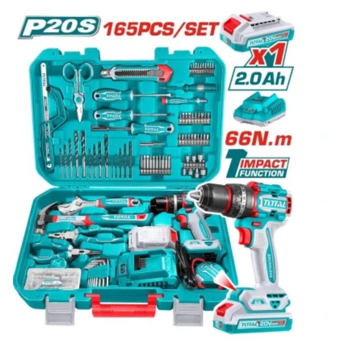 kit taladro Percutor 20v 66Nm 165Pcs Total