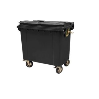 basurero comercial pvc color negro 660 litros