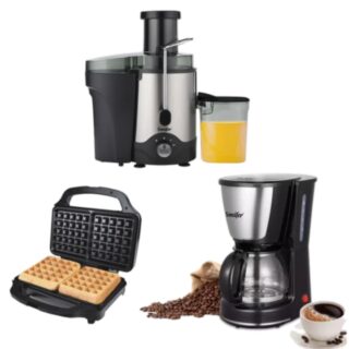 Cafetera mas Wafflera y Extractor de jugo SONIFER