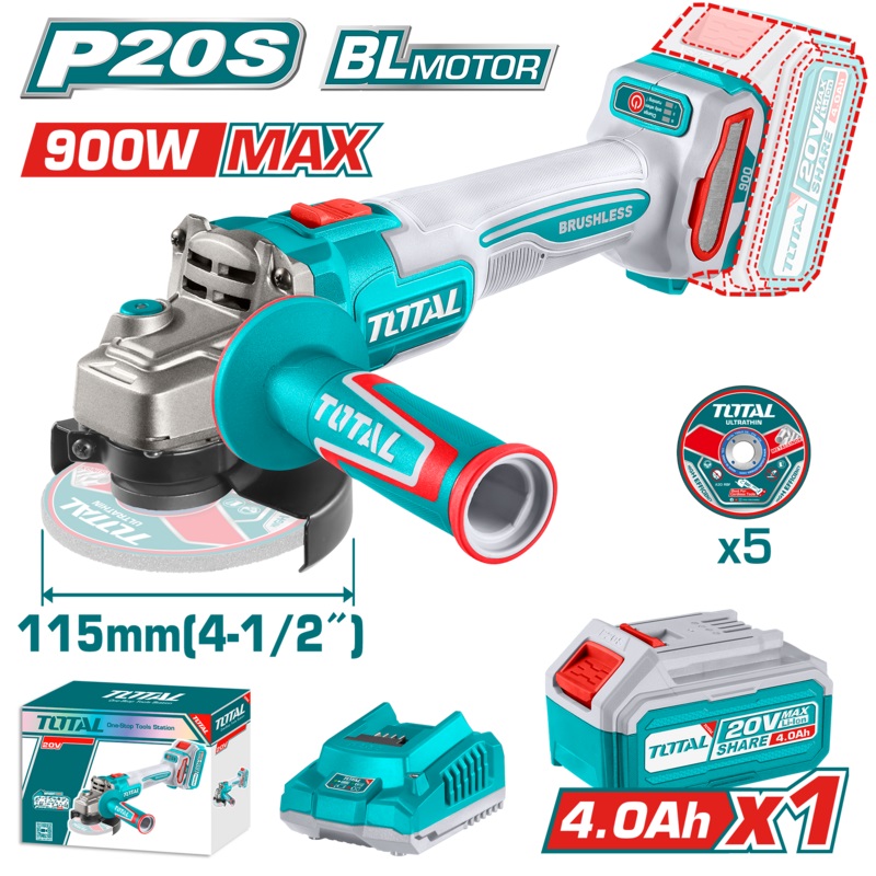 Amoladora a bateria 20v 4A 900 Total