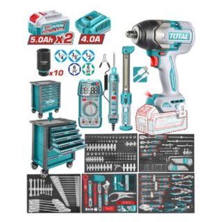 Juego de gabinete con herramientas 369 pcs mas Llave de impacto 850 Nm Total