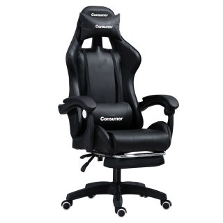 Silla giratoria Gamer con reposapiés negro Consumer