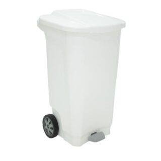 Basurero comercial con rueda blanco 100 Litros TRM